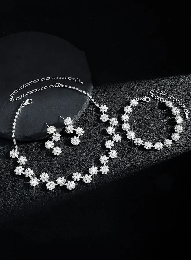 Take Two  3-Piece Embellished Flower Necklace, Bracelet And Earrings Jewelry Set for Women | Best Price UAE